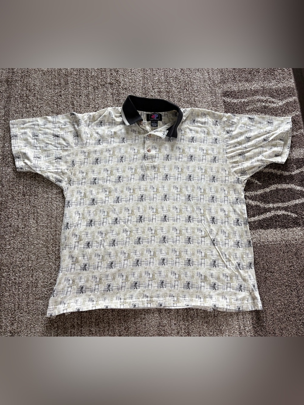 Zeep-Wear Polo Shirt Golfer Abstract Geometric Pattern 100% Cotton Large